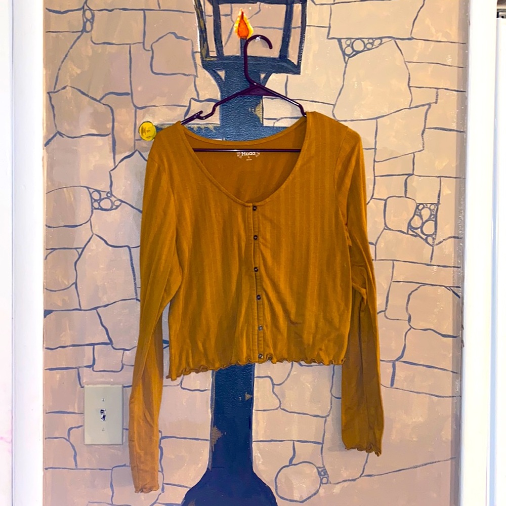 Crop Long Sleeve Dark Mustard Yellow